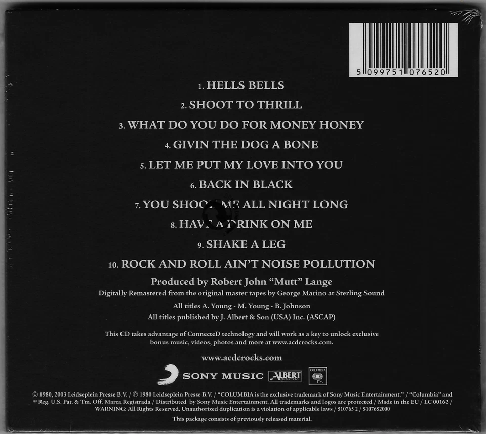 AC/DC - Back In Black - Remastered CD - Digipak - Neu - OVP - - Bild 2 von 2