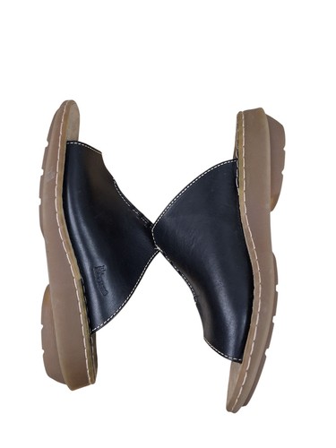 vintage 90s dr martens Black Creased Slide Leather Sandals #8B04 Women's 6 - Picture 3 of 7