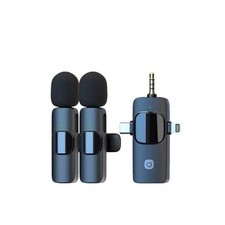 3 in 1 Wireless Lavalier Microphones for 2.5 x 1.5 x 0.8 inches, Black