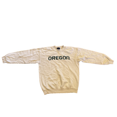 Oregon Ducks Sweatshirt Mens Size Medium Gray Crew Neck Pullover White F2