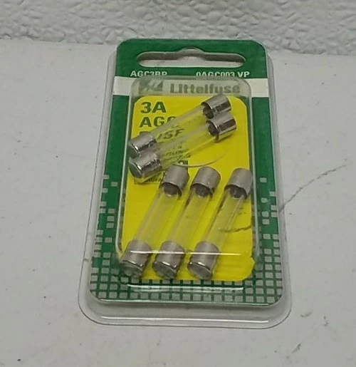 Fusibles de vidrio AGC3BP Littelfuse 3A - Protección de acción rápida, cantidad de 5 Foto 3 de 4