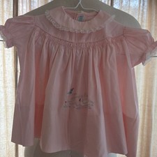 Vintage - CHERUBS - Baby Girl - Pink Embroidered Duck/Bird Lace Dress - Size 0-