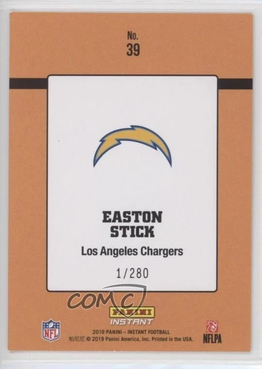 2019 Panini Instant NFL Rated Rookies /280 Easton Stick #39 RC - Image 2 of 2