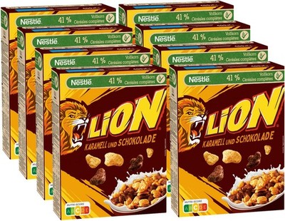 LION Cereals, Schoko Cerealien mit Karamell und 41% Vollkorn, Frühstücksflock...