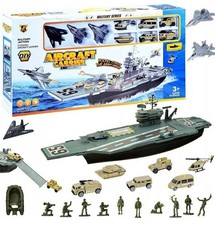 Military Aircraft Carrier Toy Set - Ships, Planes, Cars, Helicopter, Soldiers