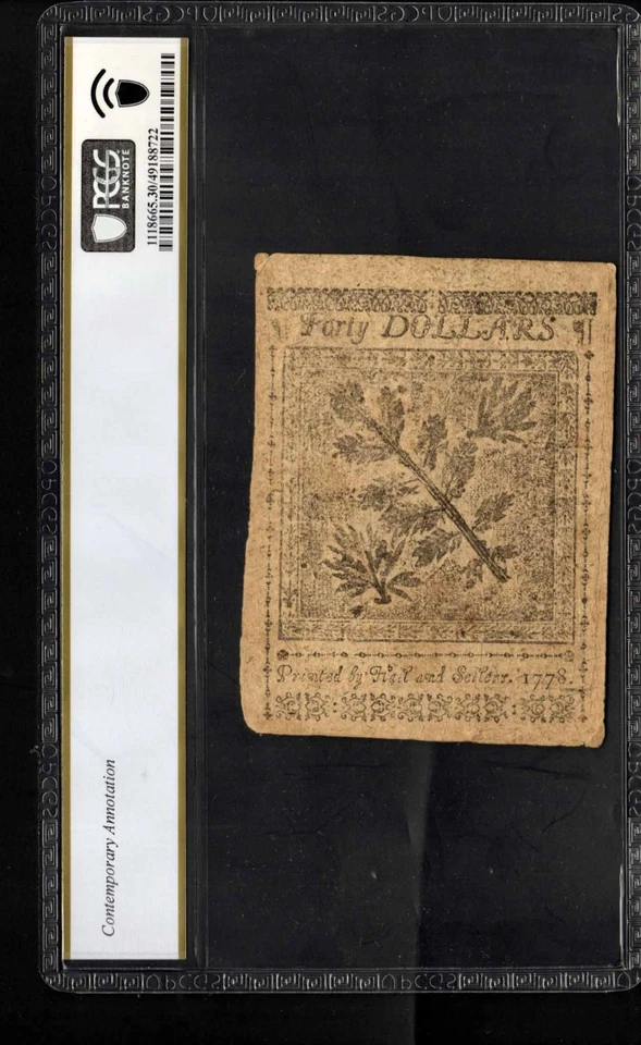 $40 Sept 26, 1778 Continental Currency CC-84 PCGS 30 Very Fine (U16) - Image 3 of 3