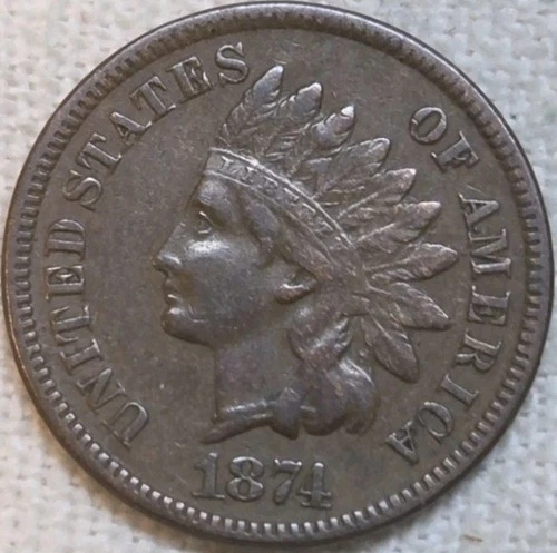 1874 Indian Cent Nice XF. Breaking Up Sets. Free Shipping