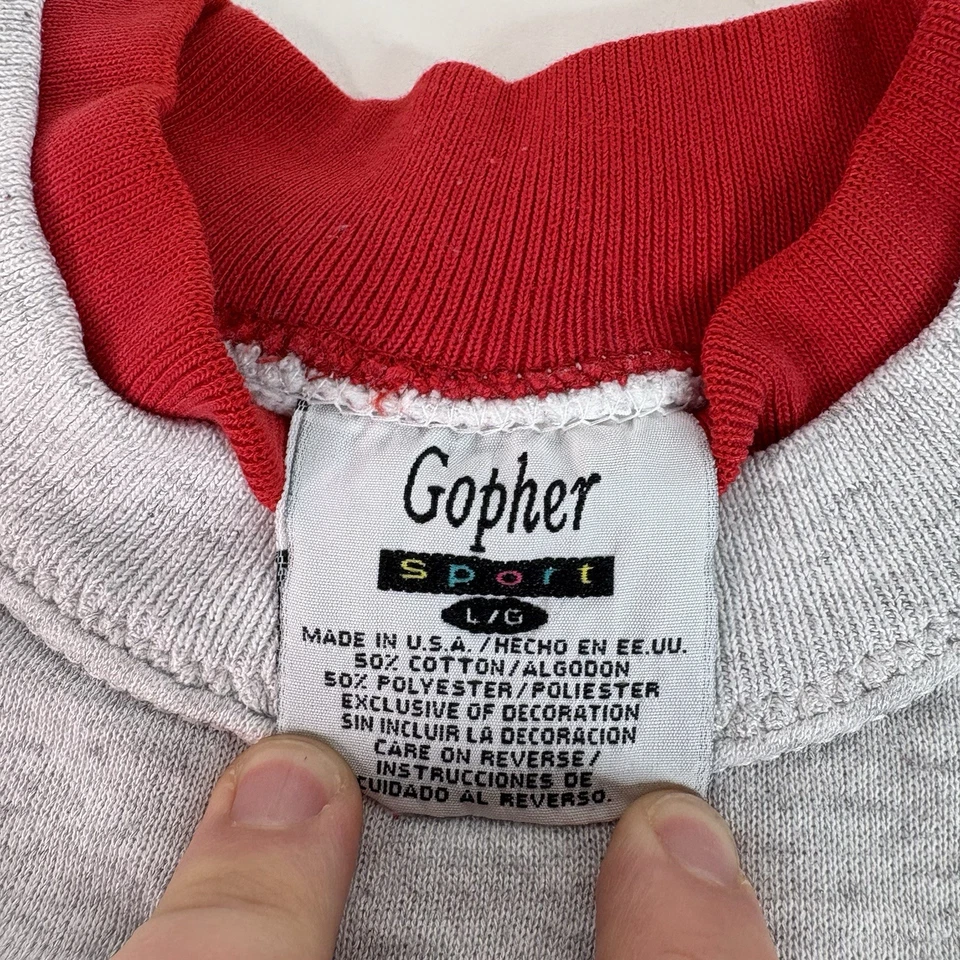 Sudadera Vintage Gatito Cuello Redondo, Grande, Gris, Gopher Sport, Estilo Abuela Foto 3 de 4