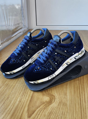 PREMIATA Conny Navy Velvet Strass Nieten Sneaker Damen EU 37 US 7