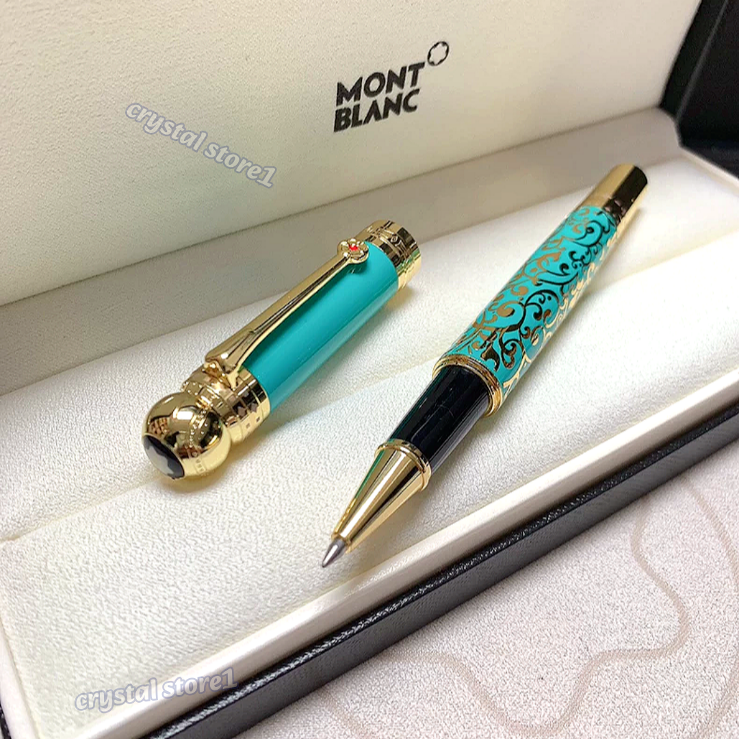 美品 MONTBLANC モンブラン TRAVELLER 5200 グリーン RARE Montblanc Turquoise Gold Rollerball Pen Engraved Luxury VIP
