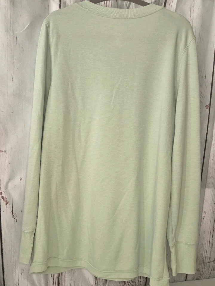 Moletom Tek Gear feminino verde claro gola V manga longa tamanho: XL cabincore - Imagem 4 de 4