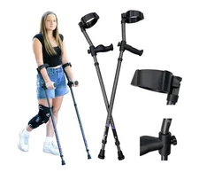 In-motion Forearm Crutches Spring Assist Ergonomic Handles Articulating 4’2”-5’5
