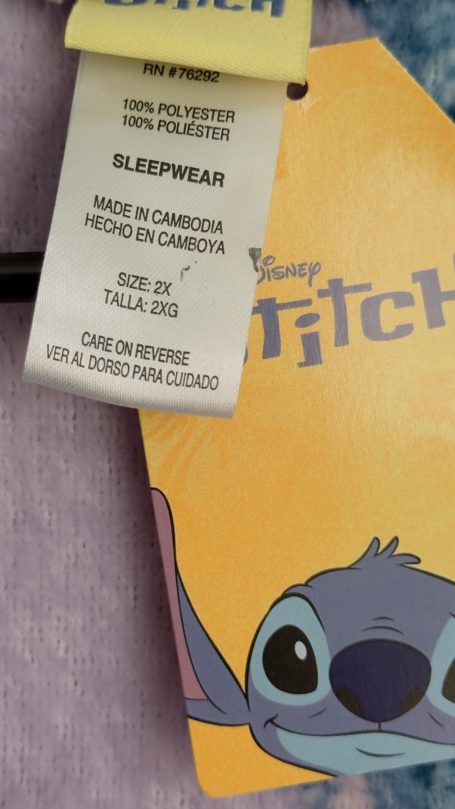 Disney Lilo Stitch Womens All Over Print Purple Belted Short Robe Size 2X NWT image 5