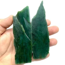 Raw Green Nephrite Jade Slices: Unpolished Free Form Gemstone