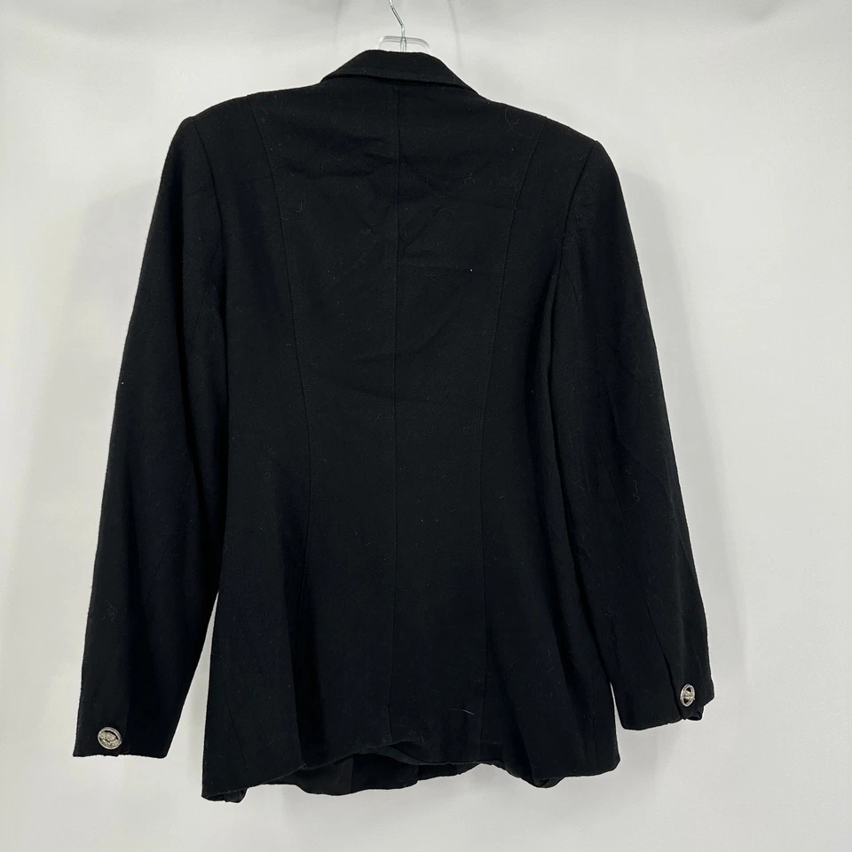 Blazer Oleg Cassini Mujer Negro Lana Talla 12 A Medida Minimalista Clásico Oficina Foto 2 de 4
