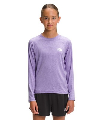 THE NORTH FACE Girls' Long Sleeve Sun Tee, Paisley Purple Heather, XX-Small