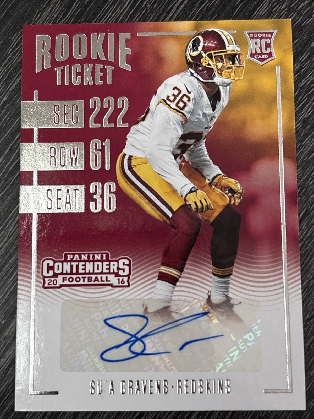 Su'a Cravens Panini Contenders #181 Autograph-Playoff Ticket