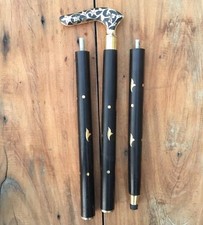 Antique Brass Victorian Handle Wooden Vintage Style Walking Stick Cane Designer