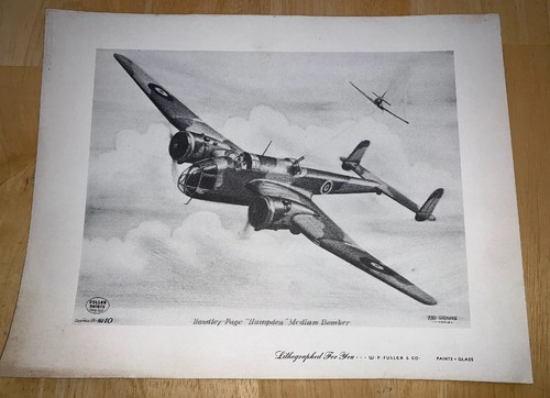 Grohs Lithograph Handley-Page “Hampden” Medium Bomber W P Fuller Paints
