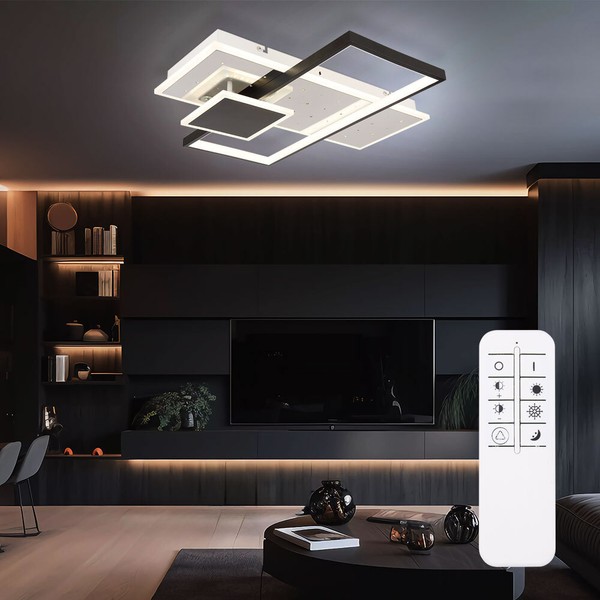Deckenleuchte Deckenlampe Schlafzimmerleuchte Dimmbar Led Fernbedienung Schwarz-image