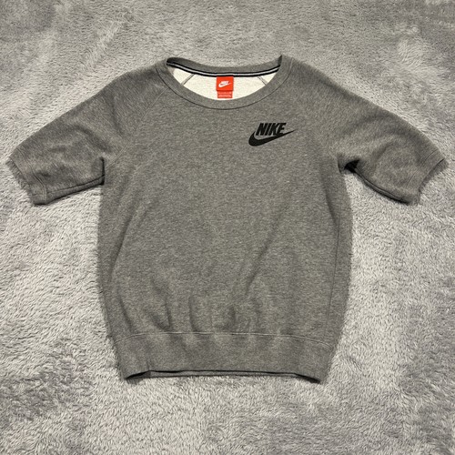 Vintage Nike Shirt Women S Gray Rally Crew Terry Fleece Short Sleeve Sweater Top