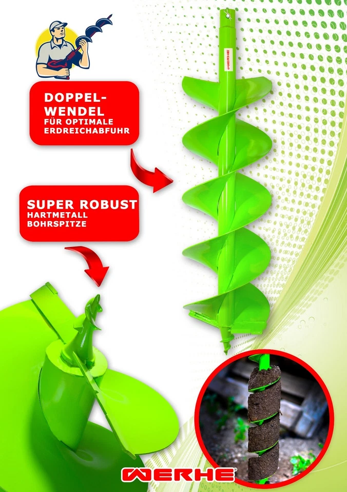 Taladro profesional WERHE® acero fuerte, taladro de tierra para taladro 250 mm doble eje - Imagen 3 de 4