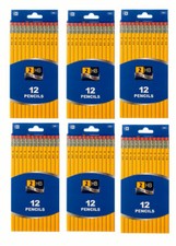 72 PCS BAZIC Wood Yellow 2 HB Pencils School Office Home, 12/Pack 6-Packs LOT