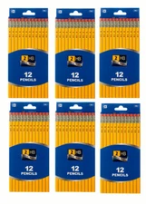 72 PCS BAZIC Wood Yellow #2 HB Pencils School Office Home, (12/Pack) 6-Packs LOT