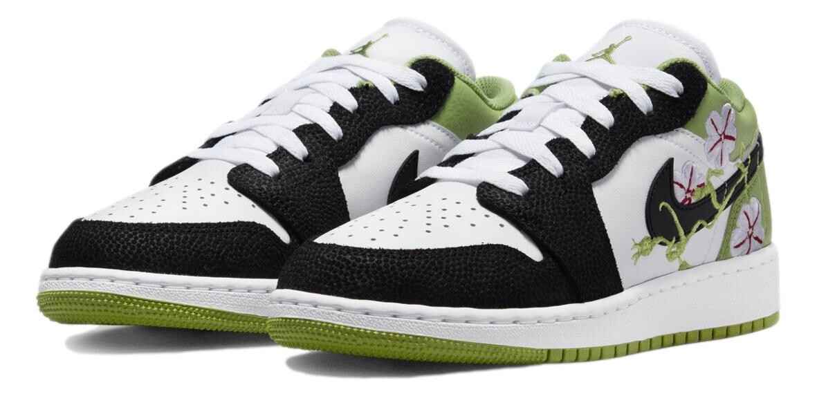 Size 4Y - Nike Air Jordan 1 Low SE (GS) 'Floral Vines' Shoes