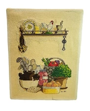 Partially Finished Embroidered Cross Stitch Unframed Kitchen Scene 