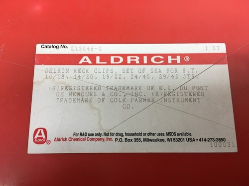 Aldrich Cat n. 215046-0 Delrin Keck Clip 10/18, 14/20, 19/22, 24/40, 29/42 JTS - Foto 13 di 24
