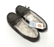 Cat & Jack Girls' Charcoal Gray Faux Suede Cadi Moccasin Slippers Size 2