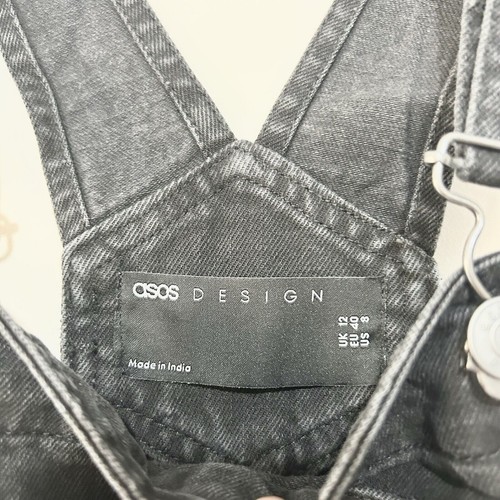 Asos Denim Latzhose Washed Black Gr. UK 12 Straight Leg Utility UVP 40€ - Bild 8 von 12