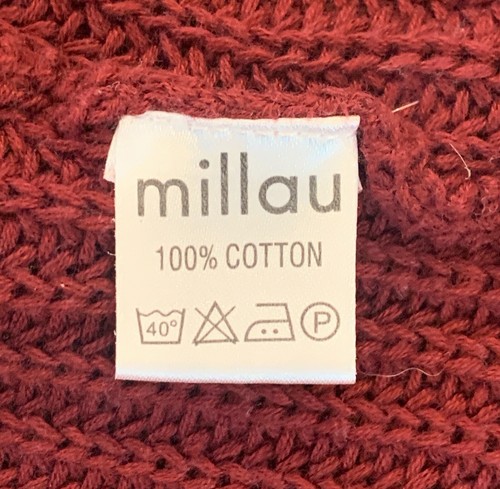 MILLAU BURGUNDY RED LOOSE KNIT SLOUCHY COTTON CARDIGAN, BATWING, SIZE SMALL - Picture 5 of 6
