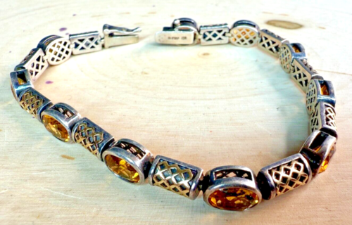 14k Gelbgold & Sterlingsilber Citrin ca. 18 ctw ARMBAND 8" (geprüft) - Bild 3 von 7