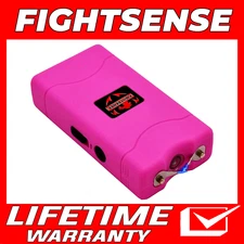 FIGHTSENSE Mini Stun Gun 10 Mil Volts With Led Light Extremely Powerful Pink