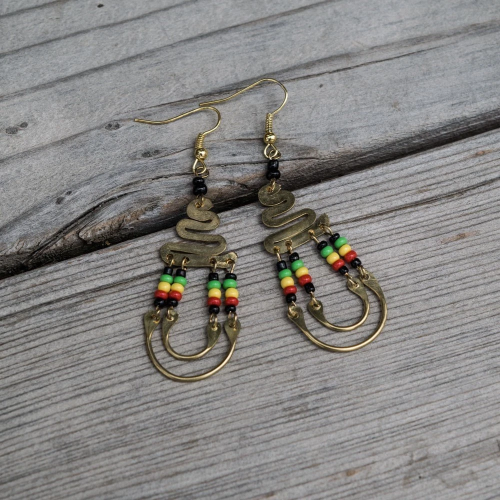 Brass african earrings discount