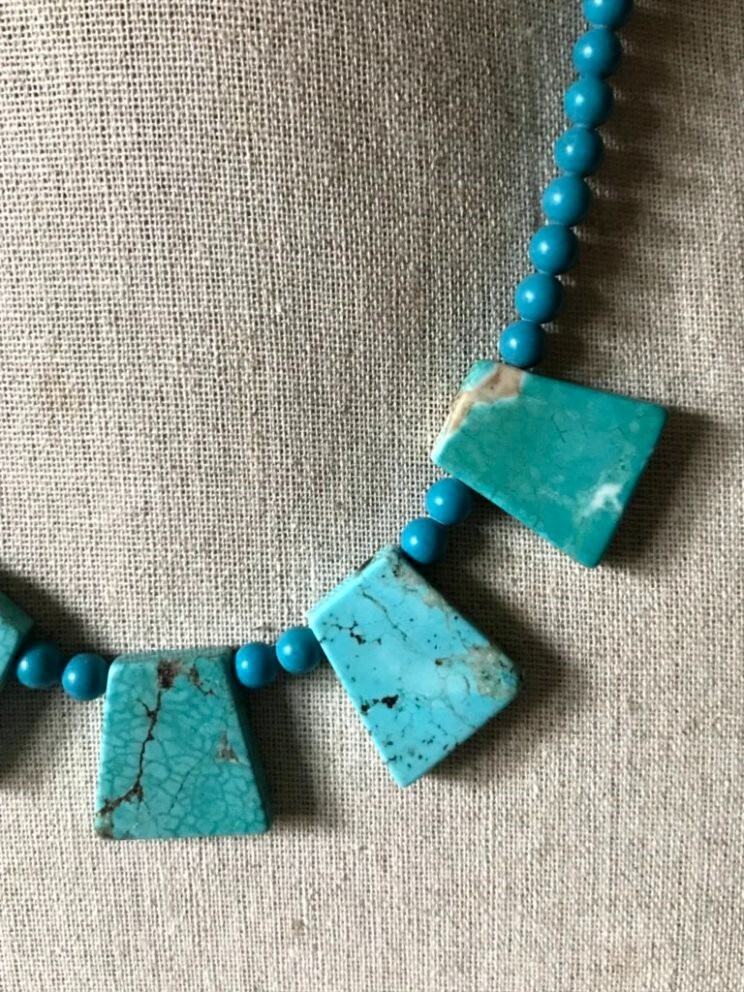 Turquoise Beaded Necklace Five Statement Bead Sla… - image 4