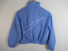 NEW Nike Back Swoosh Nylon Windbreaker Jacket Girls Large Blue Full Zip fb1267