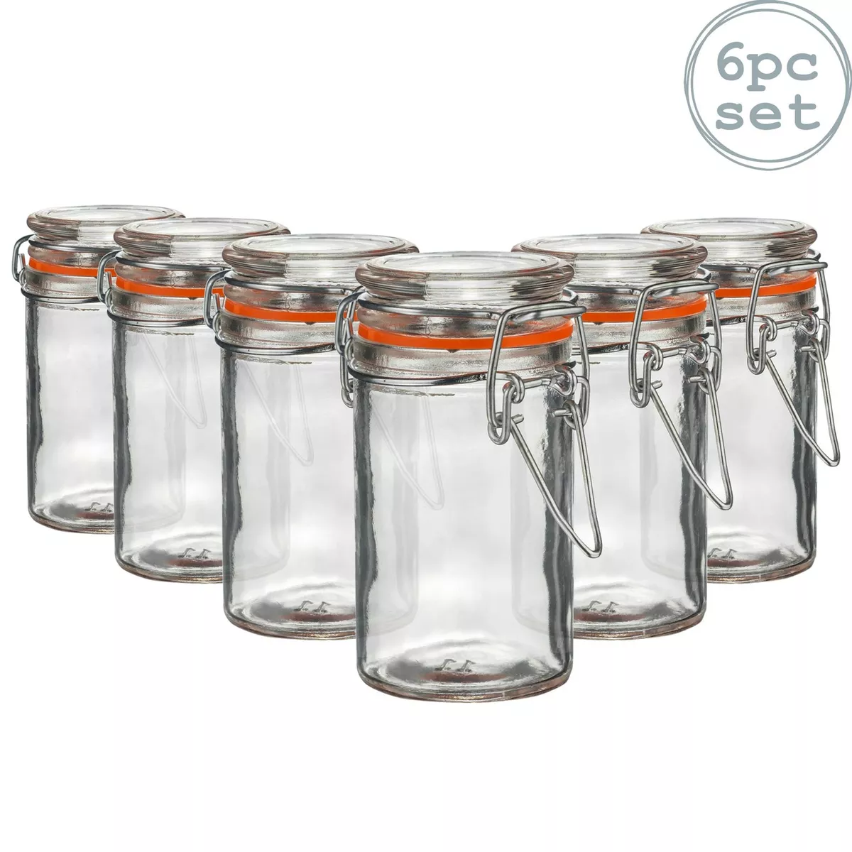 Glass Storage Jars Airtight Clip Top Lid Food Preserve Preserving Jar 70ml  x6