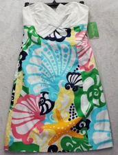 Lilly Pulitzer Mini Dress Women Size 00 Multi Off the Shoulder Back Zip MRP $228
