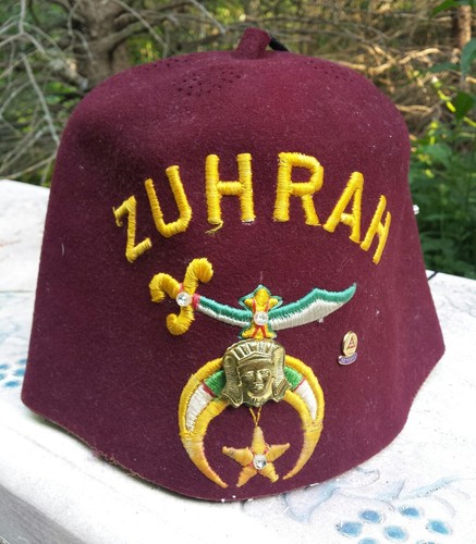 Vintage ZUHRAH Shriners Fez Hat Lou 