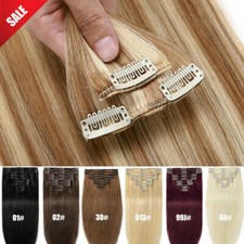 CLEARANCE 8PIECES Clip In 100 Real Remy Hair Extensions Full Head Human Hair US