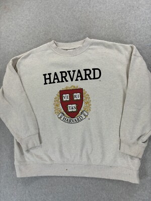 Harvard Crimson Logo Campus Crew Sweatshirt (Women's Small) Tan