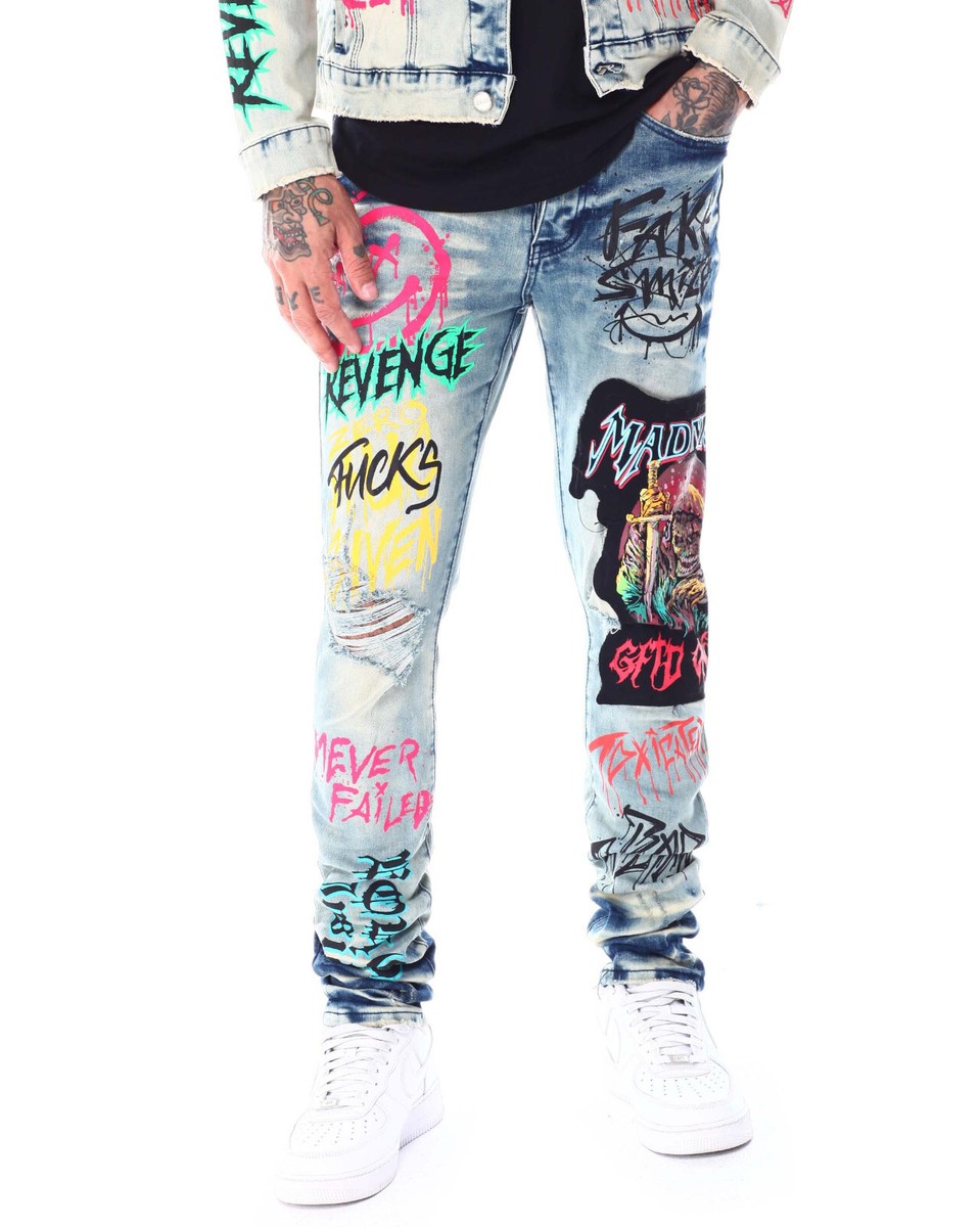 GFTD LA Los Angeles Men's Ozz Skinny Fit Painted Details