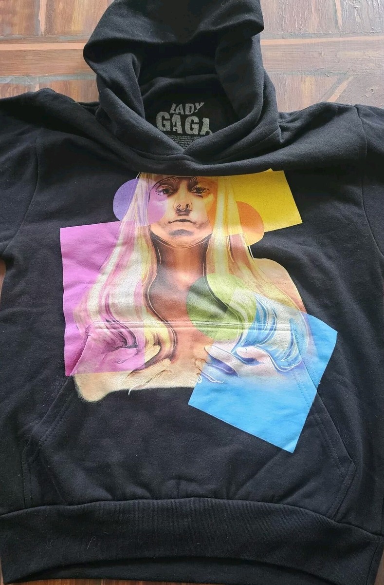 Lady Gaga Art Pop Geometric Hoodie Black Sz SMALL Cotton