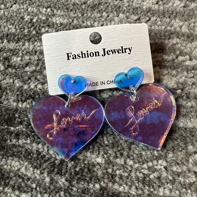 Taylor Swift Inspired Earrings Lover Acrylic Lobe Dangle Drop Heart Pieced  Ears - Main Image