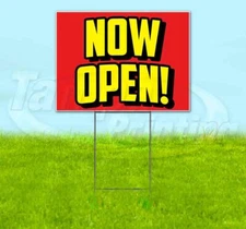 NOW OPEN Yard Sign Corrugated Plastic Bandit Lawn Decoration USA