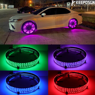 4X 15.5'' RGB LED Chaser Wheel Ring Light Rim Lights W/ Turn Signal Brake For Car