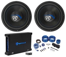  2 Rockville K5 W12K5S4 12" 1400w 4 Ohm Car Subwoofers Mono Amplifier Amp Kit